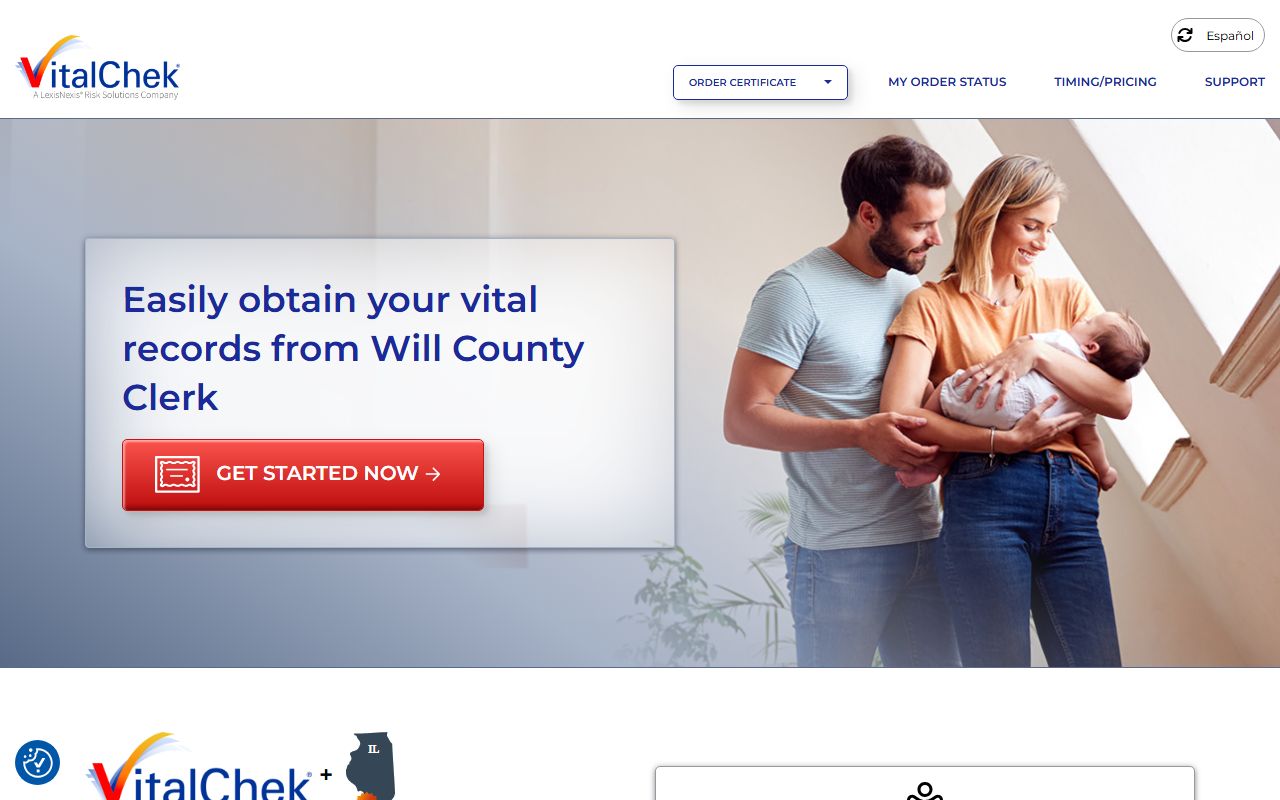 VitalChek Will County ordering portal for Bolingbrook death certificate requests