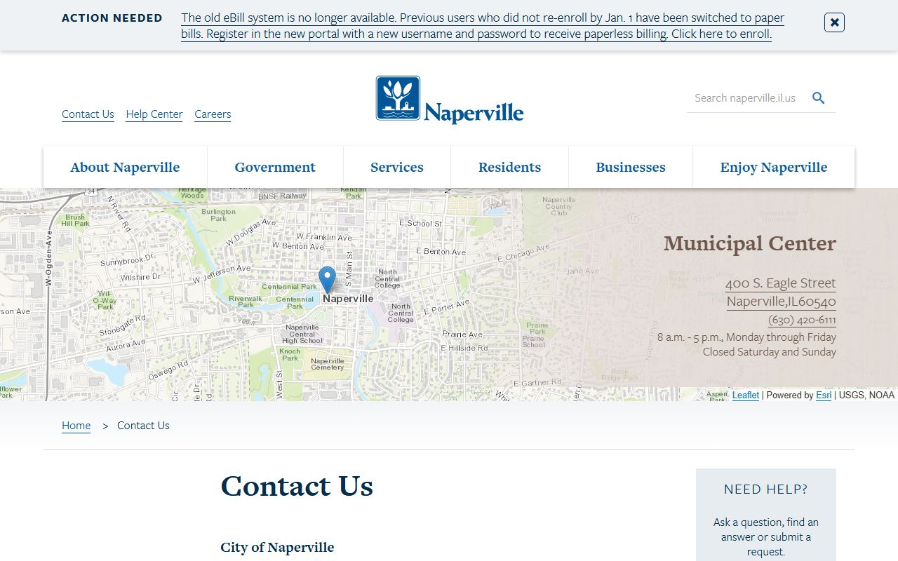 City of Naperville Illinois official contact page