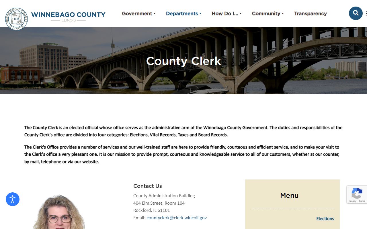 Winnebago County Clerk website serving Rockford death records