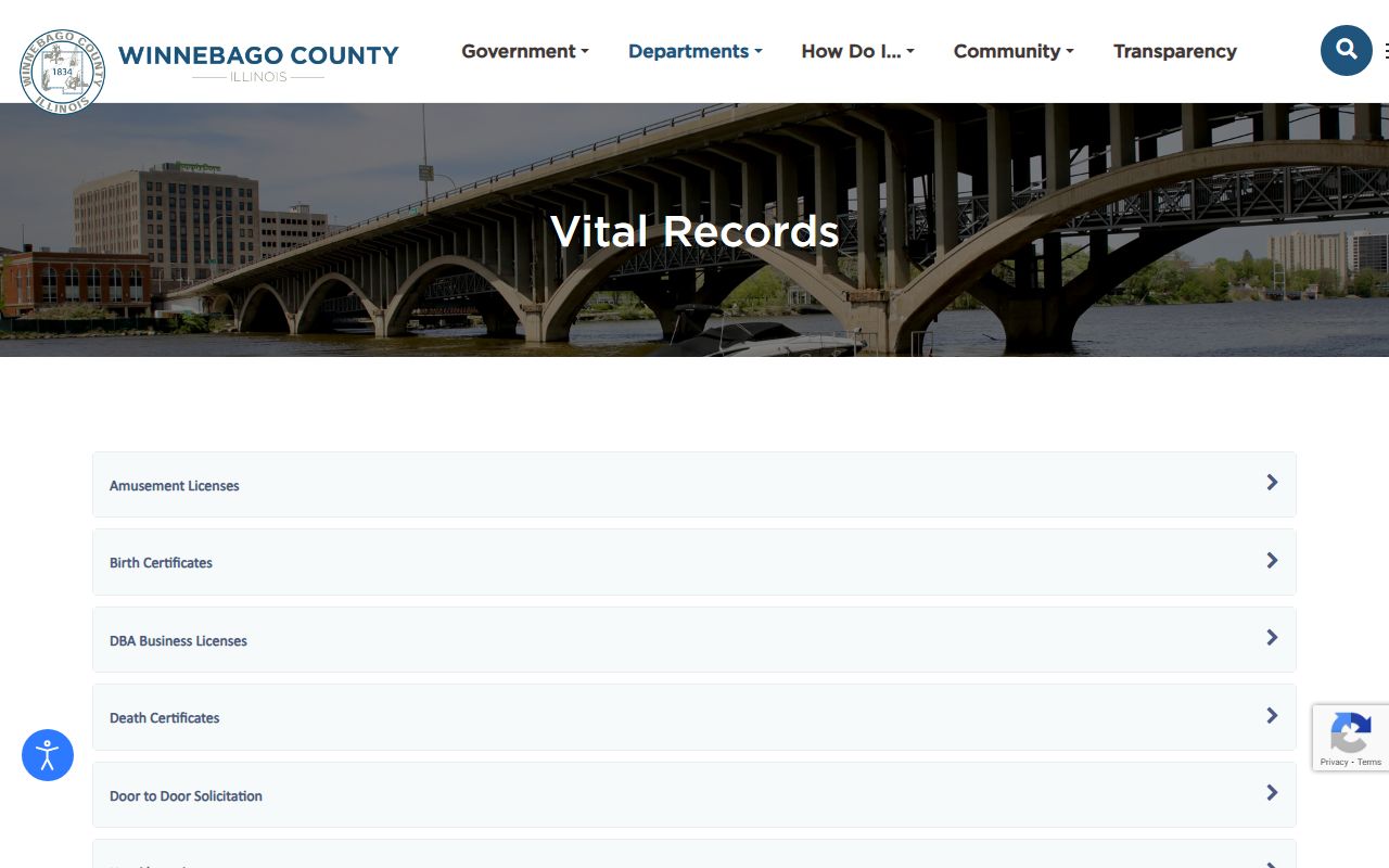 Winnebago County vital records page for Rockford death certificates