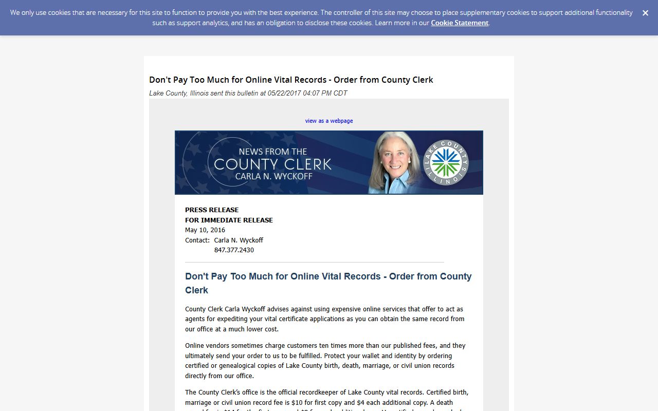 Lake County regional vital records and contact information for Waukegan