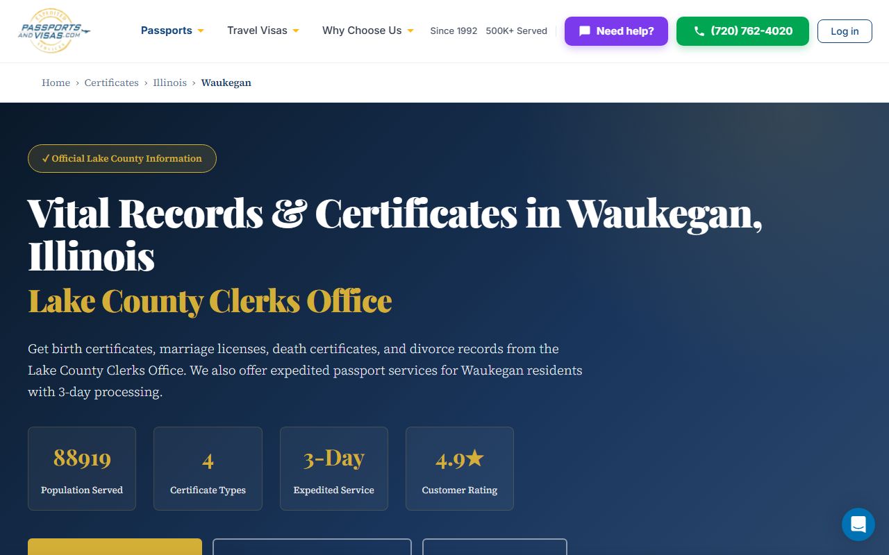 Waukegan Illinois death certificate guide for passport and visa use