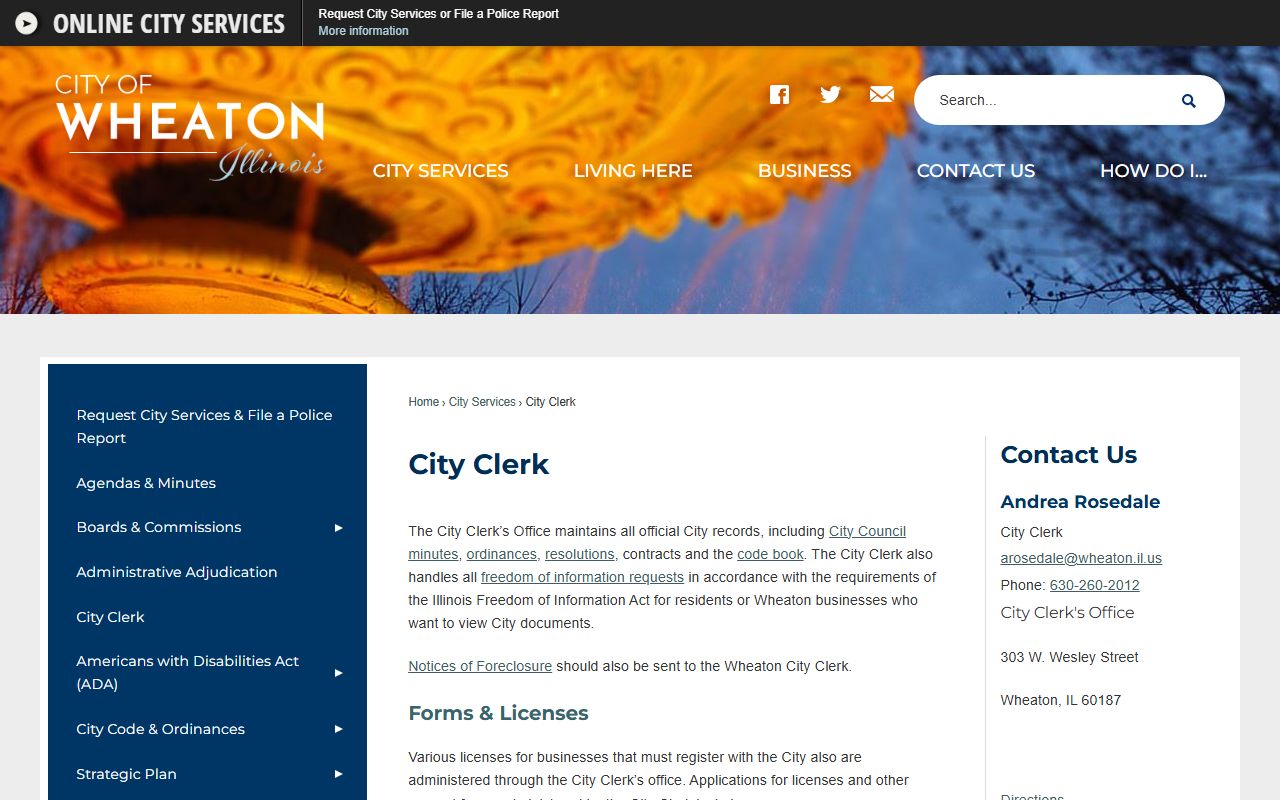 City of Wheaton Illinois official website