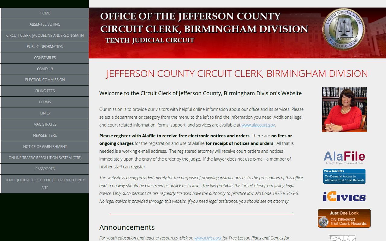 Jefferson County Illinois official website for death records