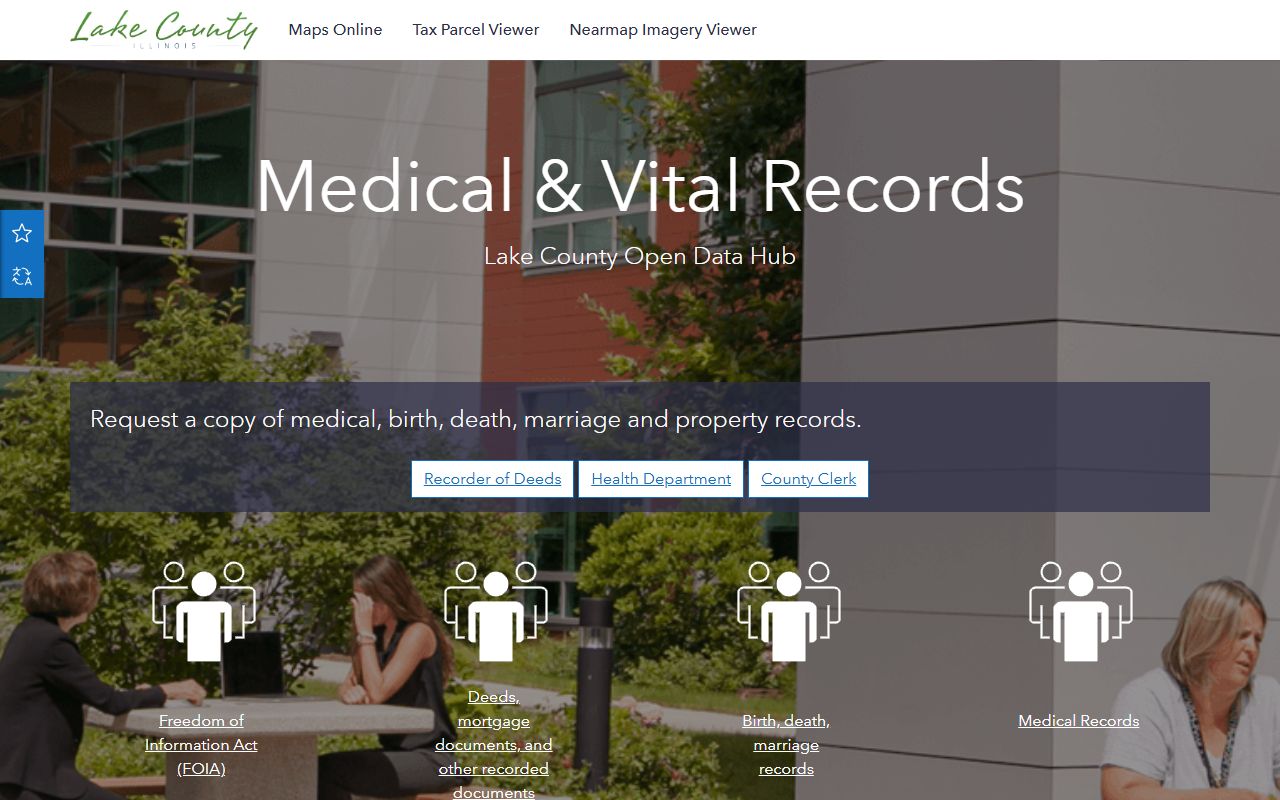 Lake County open data portal showing vital records data for Lake County Illinois