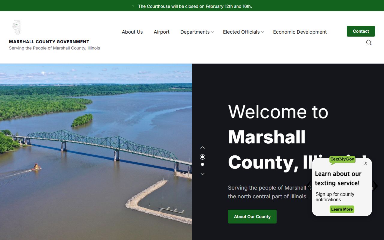 Marshall County Illinois official website showing county clerk department information